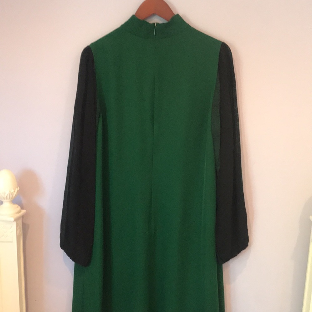 Lanvin Green and Black Long Sleeve Shift Dress - Picture 4 of 4